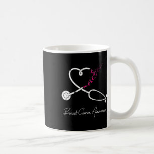 Rosa om bröstcancer Ribbon Stethoscope Han Kaffemugg