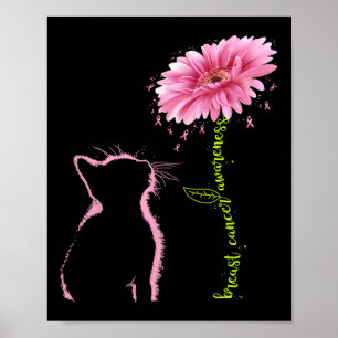 Rosa om bröstcancermedvetenhet Ribbon Daisy Flower Poster
