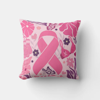Rosa om bröstcancermedvetenhet Ribbon Fighter Kudde
