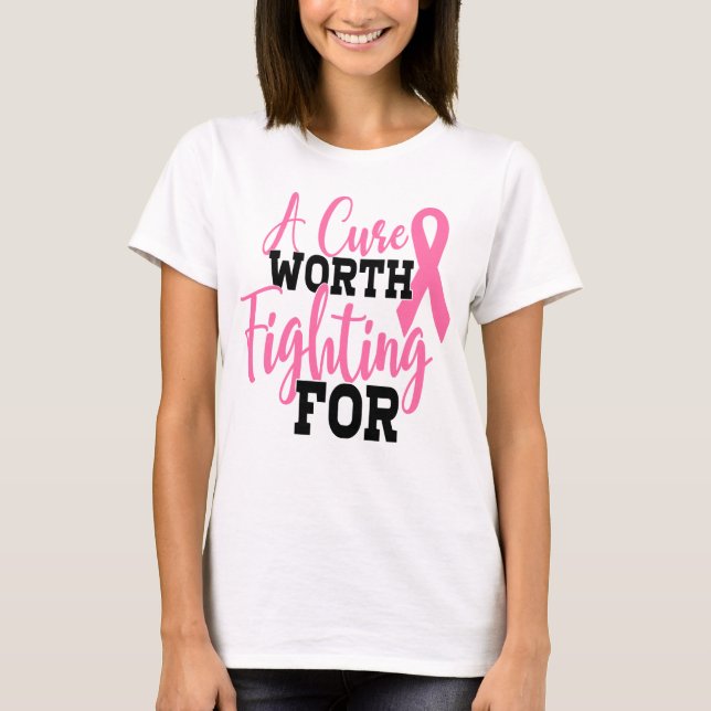 Rosa om bröstcancermedvetenhet Ribbon Fighter T Shirt (Framsida)