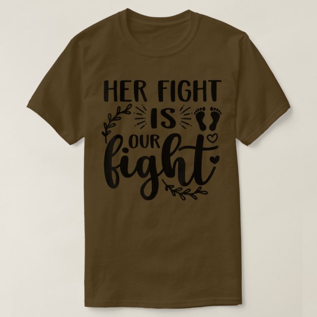 Rosa om bröstcancermedvetenhet Ribbon Hennes kamp  T Shirt (Design framsida)