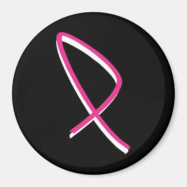 Rosa om bröstcancermedvetenhet Ribbon II Magnet (Framsidan)