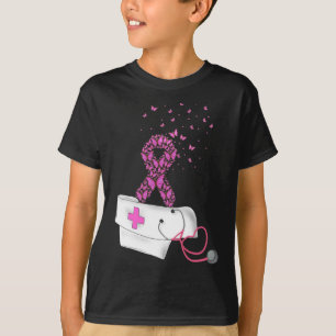 Rosa om bröstcancermedvetenhet Ribbon Stethoscope T Shirt