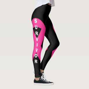 Rosa om bröstcancermedvetenhet Ribbon Survivor Leggings