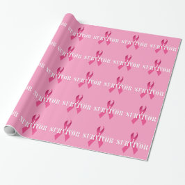 Rosa om cancermedvetenhet Ribbon Survivor Presentpapper