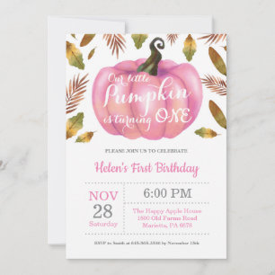 Rosa om inbjudan till första födelsedag för flicka