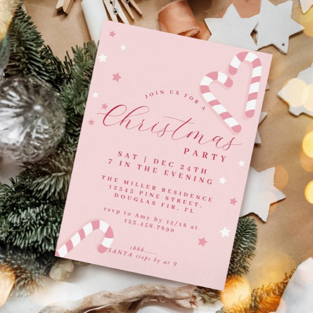 Rosa om julfestinbjudan till candy cane inbjudningar (Skapare uppladdad)