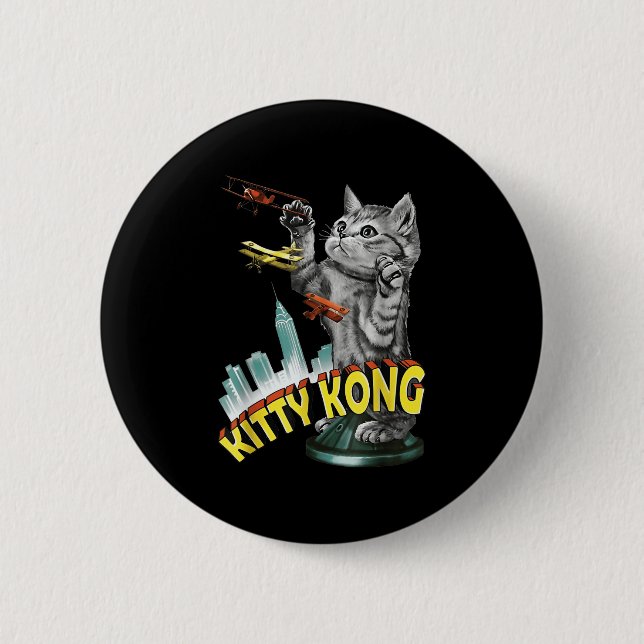 Rosa om kattunge Kat Retro Vintage  Wome Knapp (Framsida)