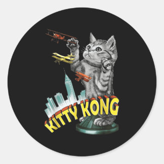 Rosa om kattunge Kat Retro Vintage  Wome Runt Klistermärke