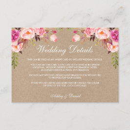 Rosa om Kraft Blommigt Bröllop - information om in Tilläggskort