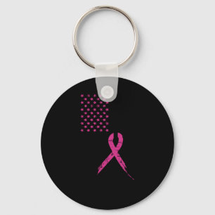 Rosa om medvetenhet om bröstcancer Ribbon American Nyckelring