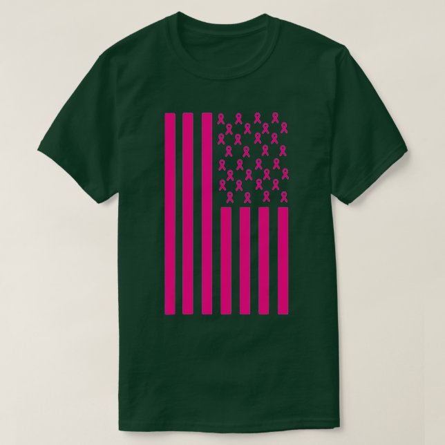 Rosa om medvetenhet om bröstcancer Ribbon American T Shirt (Design framsida)