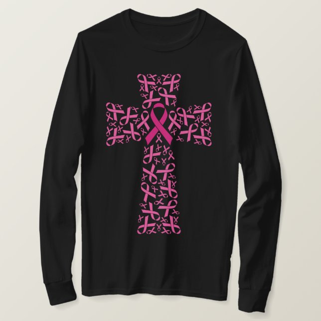 Rosa om medvetenhet om bröstcancer Ribbon Kor  T Shirt (Design framsida)