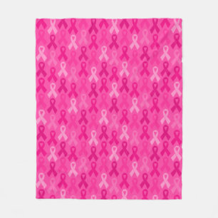 Rosa om medvetenhet om bröstcancer Ribbon Mönster Fleecefilt