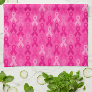 Rosa om medvetenhet om bröstcancer Ribbon Mönster Kökshandduk