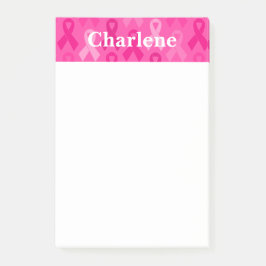 Rosa om medvetenhet om bröstcancer Ribbon Mönster Post-it Block