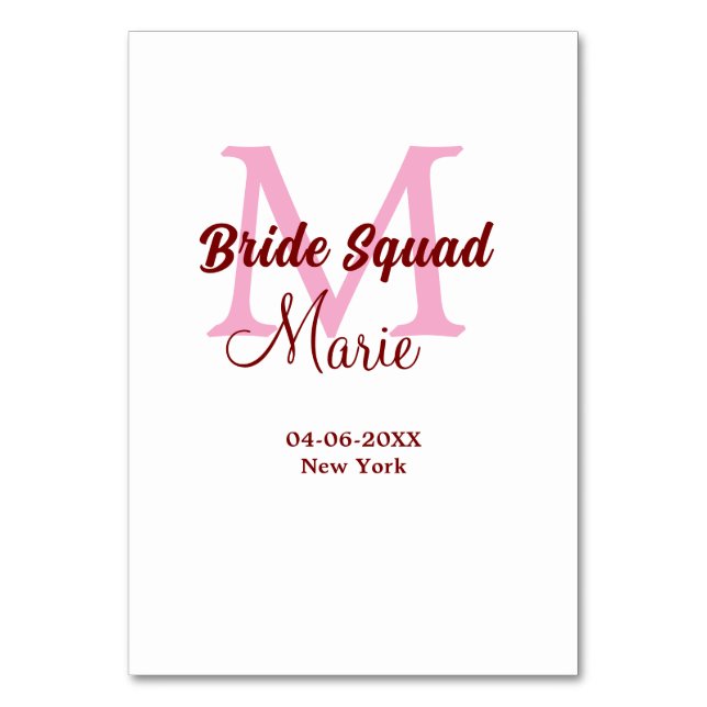 Rosa om namn- för bridesmaid bordsnummer (Framsidan)