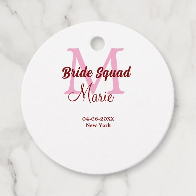 Rosa om namn- för bridesmaid gåvor etiketter (Framsida)
