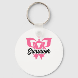 Rosa om överlevande Ribbon Breast Cancer Awarenes Nyckelring