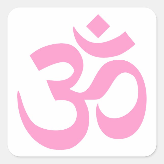 Rosa Om-symbol Fyrkantigt Klistermärke (Framsida)