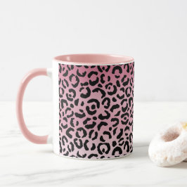 Rosa Ombre Black Leopard Skriv ut Mugg