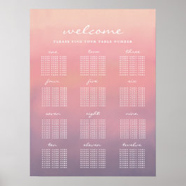 Rosa Ombre Boho Minimalist Bröllop-sätesdiagram Poster