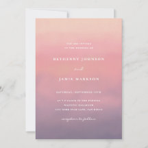 Rosa Ombre Boho-minimalistisk bröllopsinbjudan