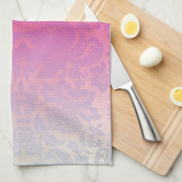 Rosa Ombre Damask Blommigt Kitchen Towel Kökshandduk