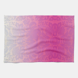Rosa Ombre Damask Blommigt Kitchen Towel Kökshandduk