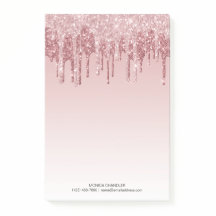 Rosa Ombré Dripping Glitter Monogram Post-it Note