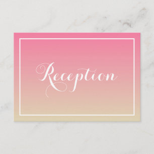 Rosa Ombre Elegant Script Reception Card Tilläggskort