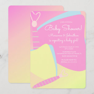 Rosa Ombre Fjäril Baby Shower Inbjudningar