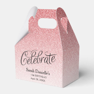 Rosa Ombre Glitter Anpassningsbar Birthday Favor Presentaskar
