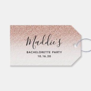Rosa Ombre Glitter Bachelorette Bride Namn Favor Presentetikett