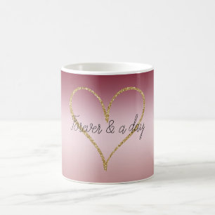 Rosa Ombre Glitter Guld Kärlek För Evigt Kaffemugg
