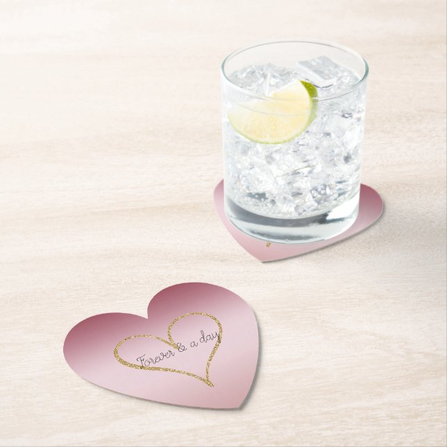  Rosa Ombre Glitter Guld Kärlek Forever Underlägg Papper (Insitu)