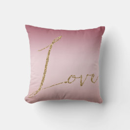 Rosa Ombre Glitter Guld Kärlek Kudde