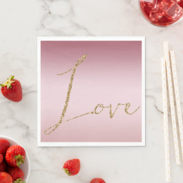 Rosa Ombre Glitter Guld Kärlek Pappersservett