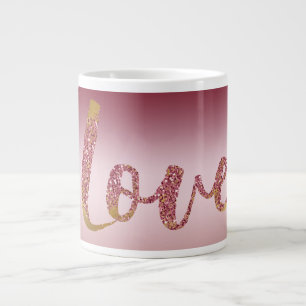  Rosa Ombre Glitter Guld Red Kärlek Jumbo Mugg