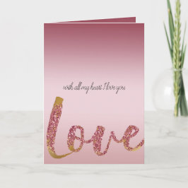 Rosa Ombre Glitter Guld Red Kärlek Kort
