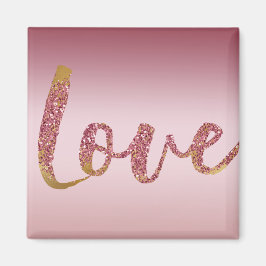  Rosa Ombre Glitter Guld Red Kärlek Magnet