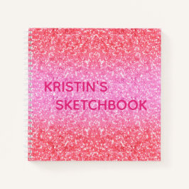 Rosa Ombre Glitter Monogram Sketchbook