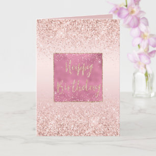 Rosa Ombre Glitzy Glitter Gnistra födelsedag Kort