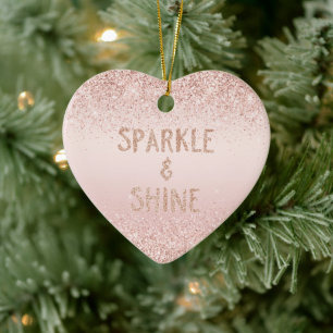 Rosa Ombre Glitzy Glitter Gnistra Julgransprydnad Keramik