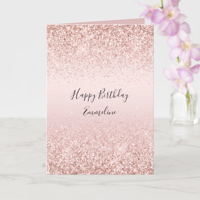  Rosa Ombre Glitzy Glitter Gnistra   Kort (Orkide)