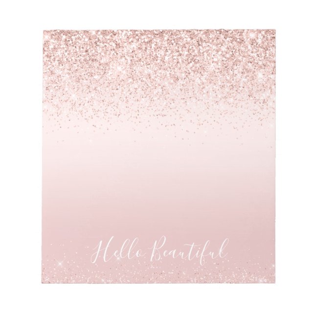 Rosa Ombre Glitzy Glitter Gnistra Note Anteckningsblock (Framsida)