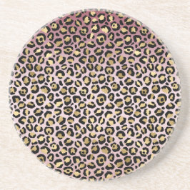 Rosa Ombre Guld Black Leopard print Underlägg