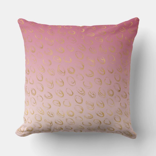Rosa Ombre Guld Chic Cirklar Kudde (Framsida)