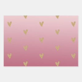 Rosa Ombre Guld Glitter Heart