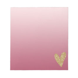 Rosa Ombre Guld Glitter Heart Anteckningsblock